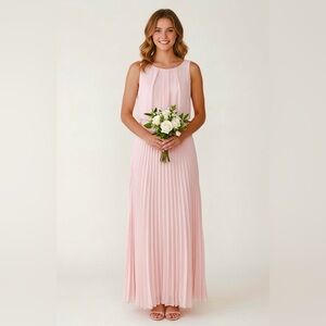 B. Darlin Blush Pleated Maxi Dress | Prom Dress | Bridesmaid Dress | Size 13/14
